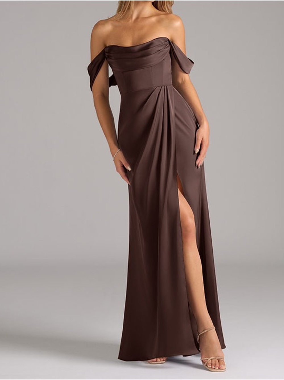 Never worn Azazie Johana Dress in Ganache Brown